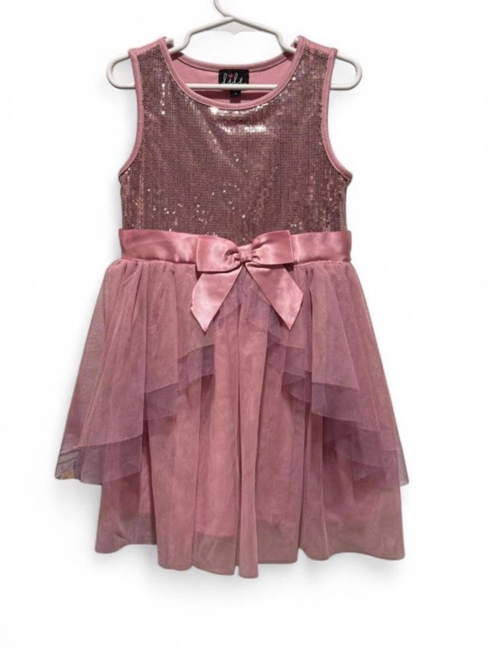 lilt Dusty Pink Sequin & Tulle Bow Party Dress for Girls